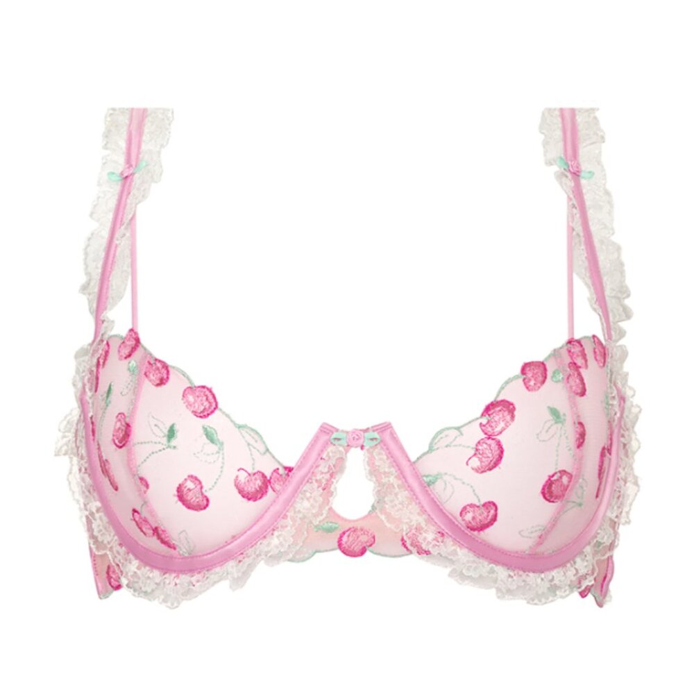 For Love And Lemons Cherry Embroidered Bra